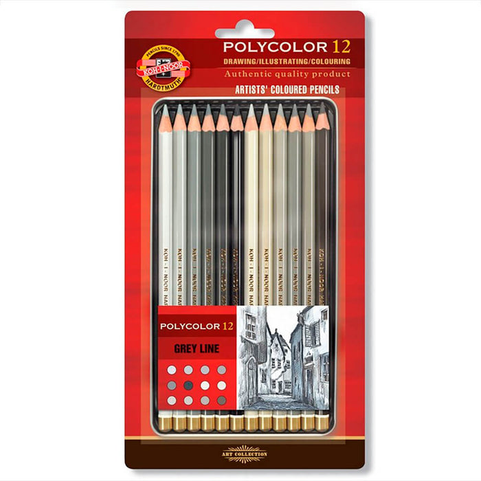 Blister lápices polycolor 12 unid 3822 grey