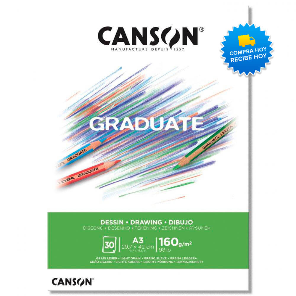 CANSON Bloc dessin blanc Graduate 30 feuilles 160g A3 - BCD