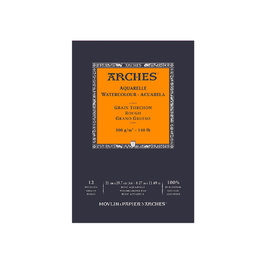 BLOCS ARCHES AQUARELLE GRAIN TORCHON 23X31CM 185g/m2