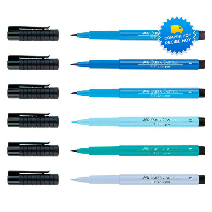 Set marcadores Pitt Artist Pen B Azul 6 unid